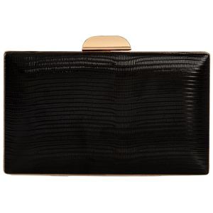 Black Metallic Hard Case Clutch – Sleek Evening Party Purse